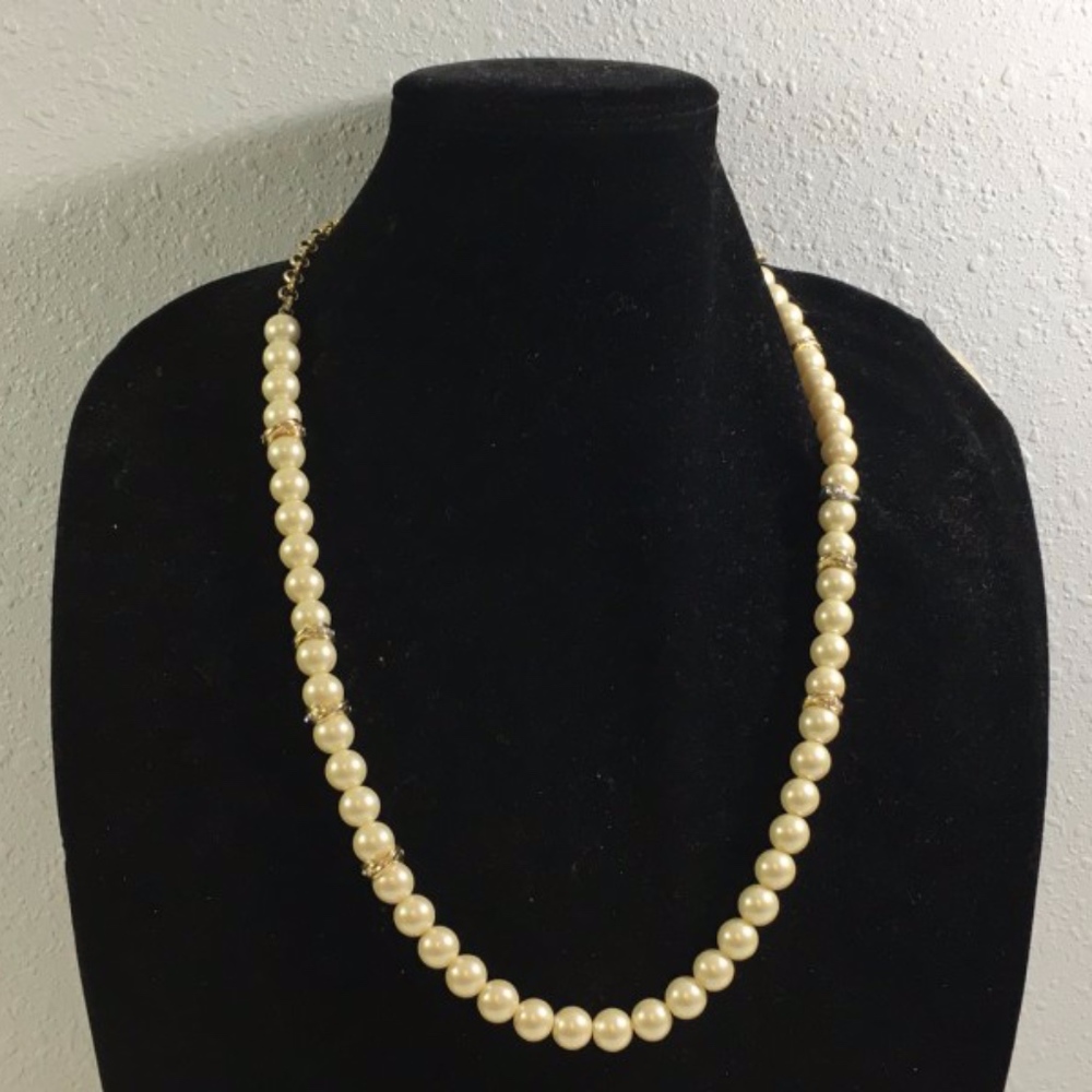 Banana Republic Faux Pearl Crystal Goldtone Fashion Necklace